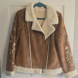 Dollhouse Brown Teddy Jacket with Floral Details